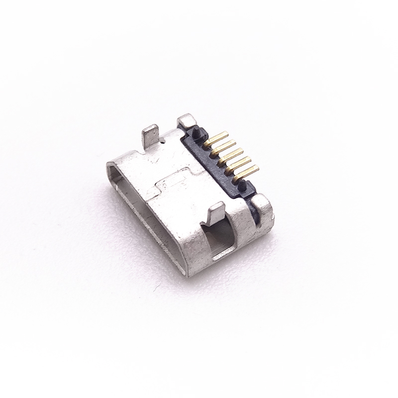 MUB-B-5-TM-0-V0.75-2P-PG5.9/5.65-N (MICRO USB 5P母座焊線/ 腳距5.9/5.65 定位+焊腳 /針腳0.75 直邊)