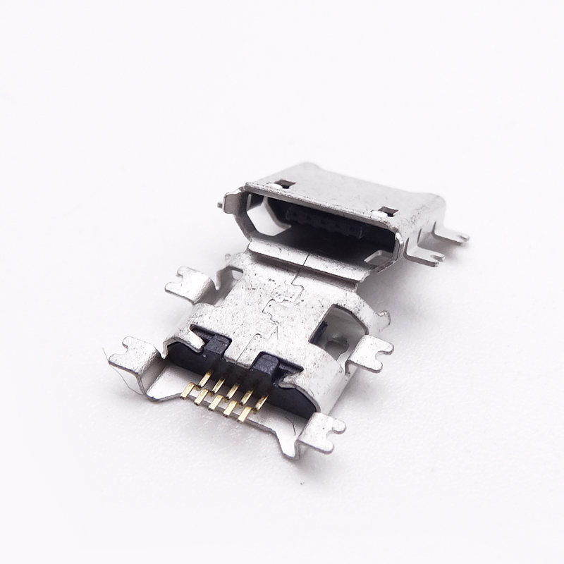 MUB-B-5-EM-0-V1.17-4M-PG11.15-S (MICRO USB 5P母座沉板 /1.17 /腳距11.15平貼4腳/ 卷邊)