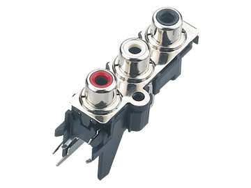 AV插座 AV3-8.4-50 90度三層6P插板帶插腳 帶螺孔 紅白黑三色