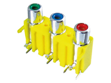 AV插座 AV3-8.4-48 7P插板三聯排 黃色底座 綠色藍色紅色插口