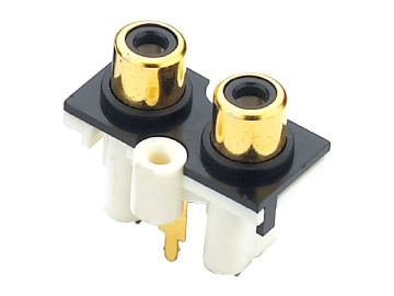 AV插座 AV2-8.4-42 180度立插3P 雙螺孔 鍍金黑色