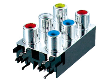 AV插座 AV6-8.4-41P 90度三層六聯排 8P插板 紅藍白黃4色