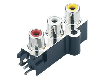 AV插座 AV3-8.4-41P 90度三層六腳插板 帶螺孔 黃白紅3色